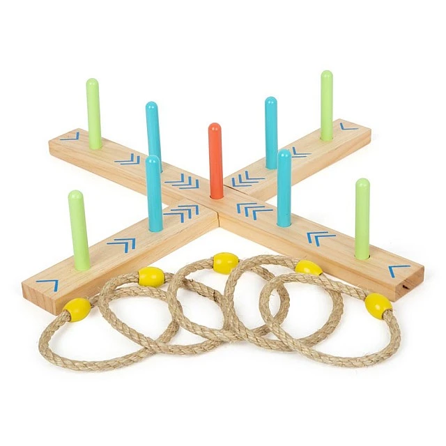 Small Foot Goal Throwing Game, with Rings, Wooden