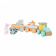 Small Foot wooden train pastel colours, 9 pieces