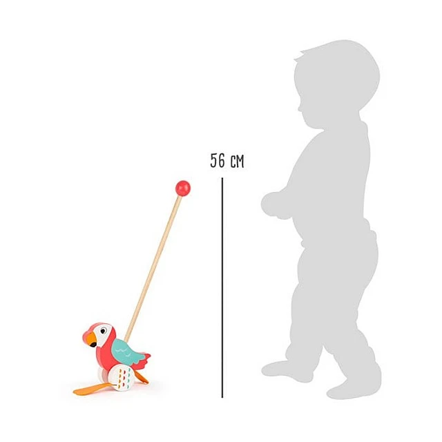 Small Foot wooden push-along Parrot toy, 47 x 6 x 18 cm