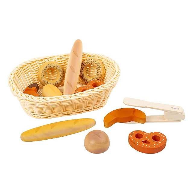 Small Foot Bread basket, wooden, 12 pieces