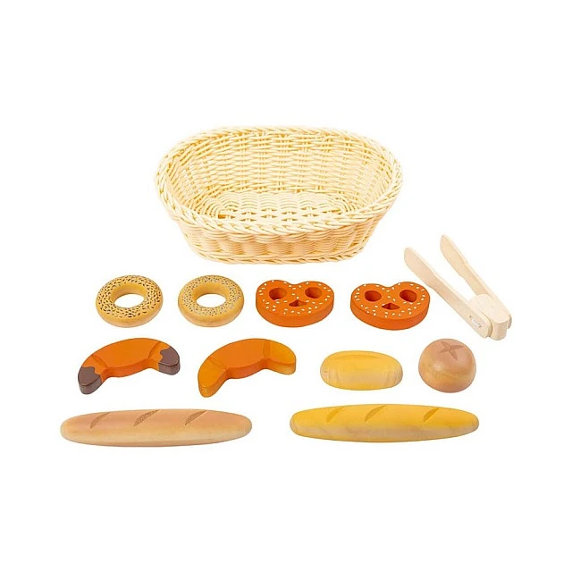 Small Foot Bread basket, wooden, 12 pieces