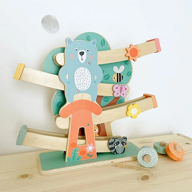 Small Foot Track with balls, with animals, wooden