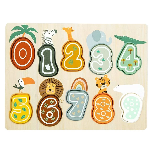 Small Foot Safari puzzle, with numbers, wooden