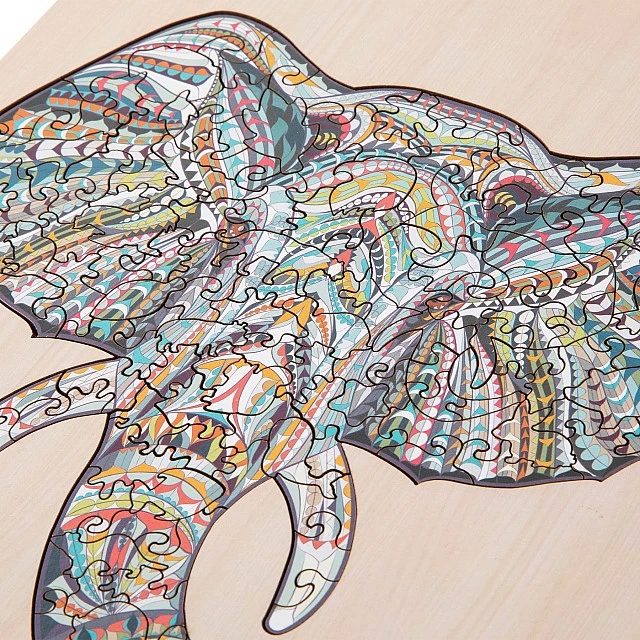Grafix Puzzle Elephant, unique shapes, wooden, 137 pieces