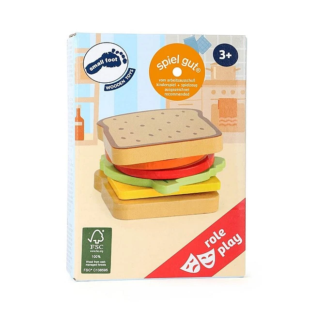 Small Foot wooden sandwich, 7 pieces, 7.5 x 7.5 x 5.5 cm
