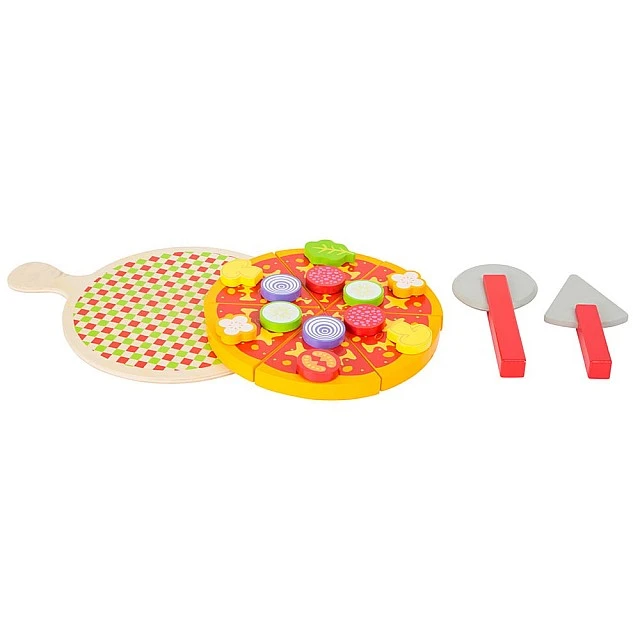 Small Foot Pizza cutter set, wooden, 21 pieces