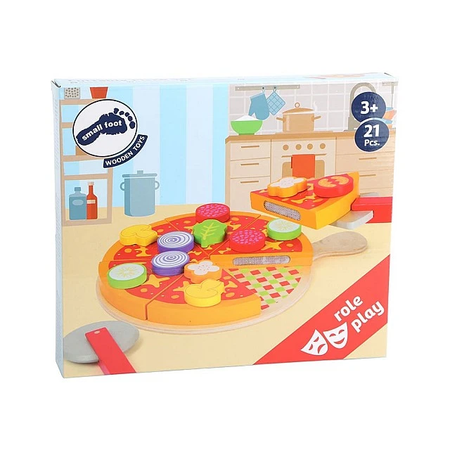 Small Foot Pizza cutter set, wooden, 21 pieces