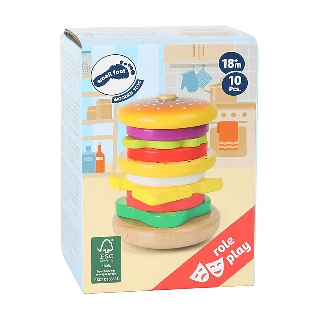 Small Foot wooden burger, 10 pieces