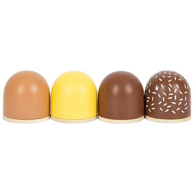 Small Foot Box of chocolate marshmallows, wooden