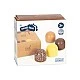 Small Foot Box of chocolate marshmallows, wooden