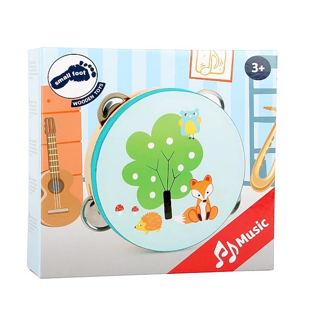 Small Foot wooden tambourine with fox motif