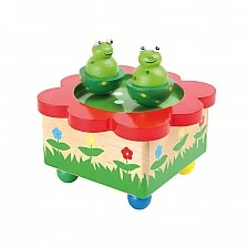 Small Foot Frog Pond Music Box, wooden, 12 cm