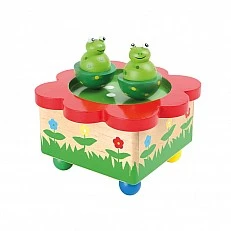 Small Foot Frog Pond Music Box, wooden, 12 cm