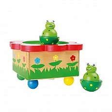Small Foot Frog Pond Music Box, wooden, 12 cm