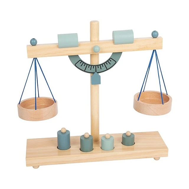 Small Foot Scale with weights, wooden, 31 x 9 x 31 cm