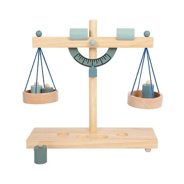 Small Foot Scale with weights, wooden, 31 x 9 x 31 cm