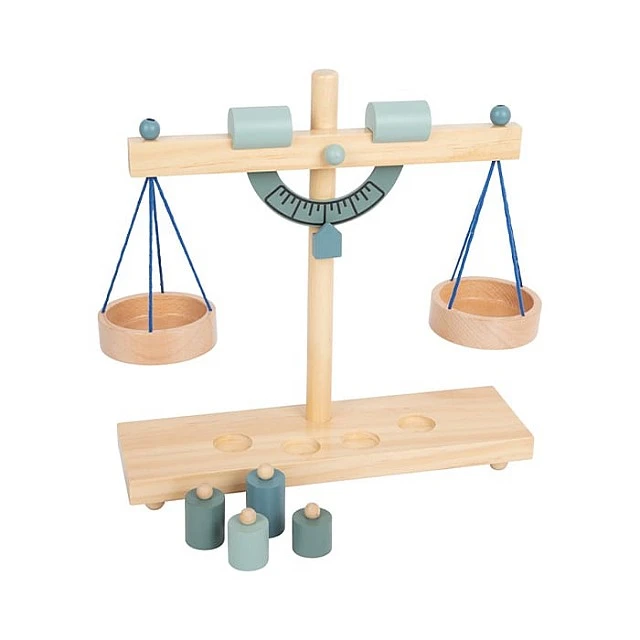 Small Foot Scale with weights, wooden, 31 x 9 x 31 cm