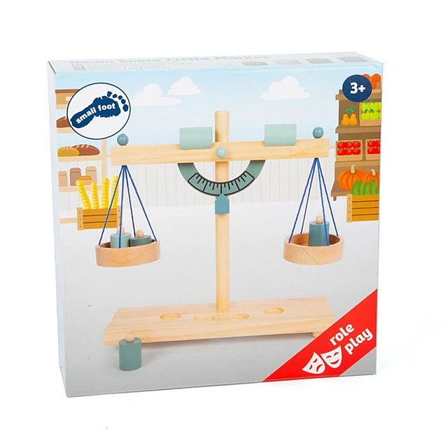 Small Foot Scale with weights, wooden, 31 x 9 x 31 cm