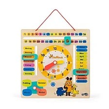 Small Foot Calendar and clock, children’s, wooden, 30 x 30 x 3 cm