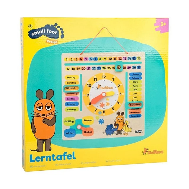 Small Foot Calendar and clock, children’s, wooden, 30 x 30 x 3 cm