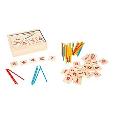 Small Foot Math Set, with numbers and sticks, wooden, in a box