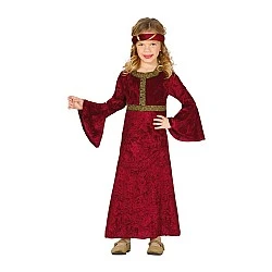Medieval princess costume, for children 7-9 years, red