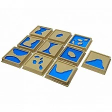 Tiles of Montessori earth shapes, embossed, 10 pieces