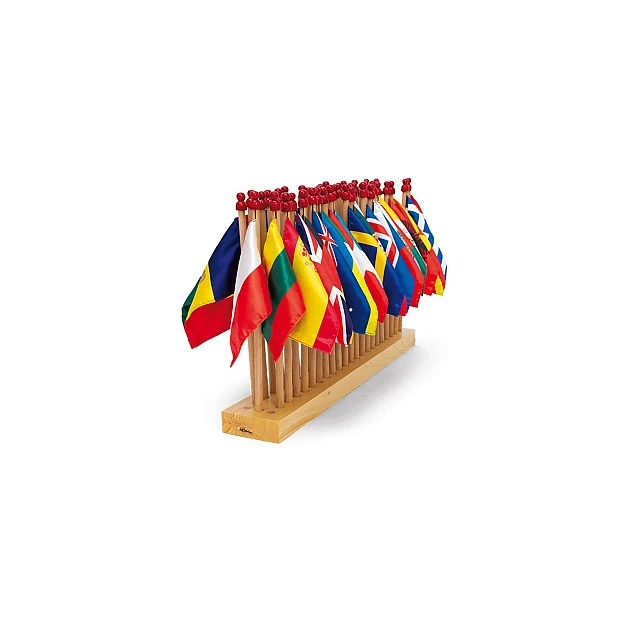 Nowa Szkola Flags of European countries, with a wooden stand