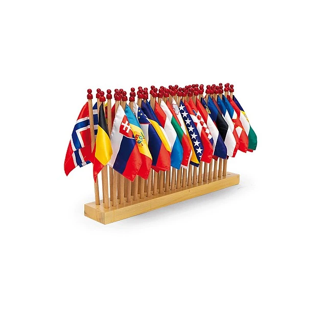 Nowa Szkola Flags of European countries, with a wooden stand