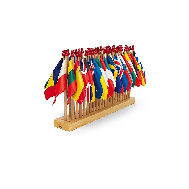 Nowa Szkola Flags of European countries, with a wooden stand