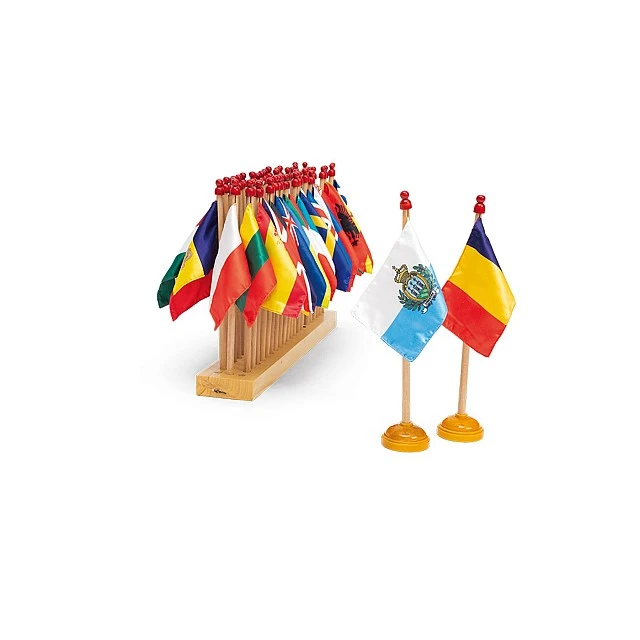 Nowa Szkola Flags of European countries, with a wooden stand