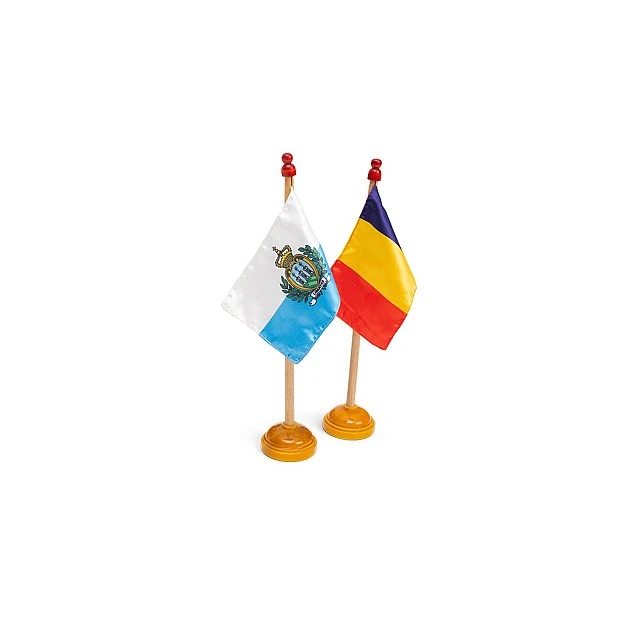 Nowa Szkola Flags of European countries, with a wooden stand