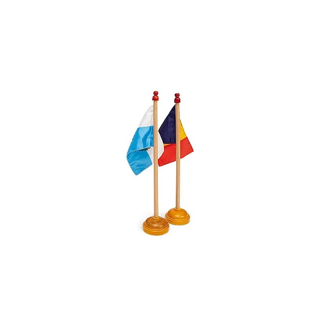 Nowa Szkola Flags of European countries, with a wooden stand