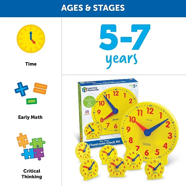 Learning Resources Комплект Часовници за клас, 25 броя