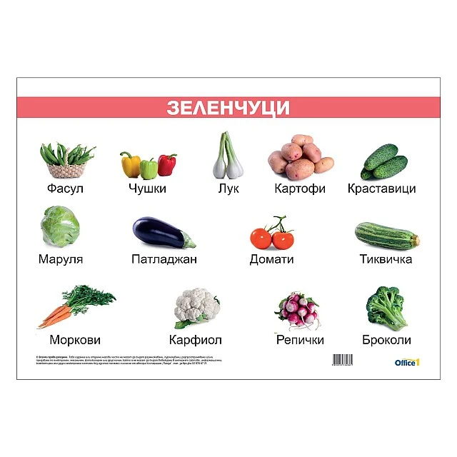 Cubos School chart Vegetables, laminated, 50 x 70 cm