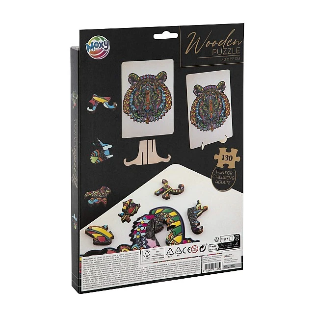 Grafix Puzzle Tiger, unique shapes, wooden, 130 pieces