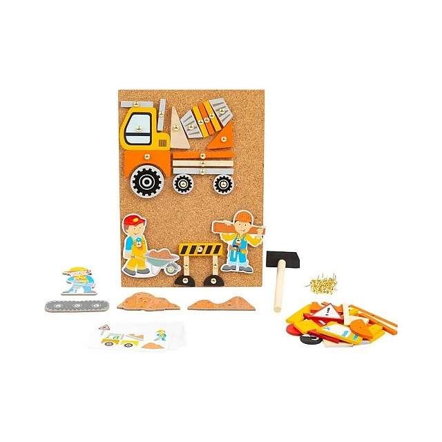 Small Foot Building Site mosaic with hammer wooden