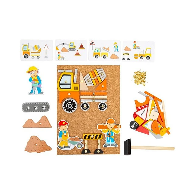 Small Foot Building Site mosaic with hammer wooden