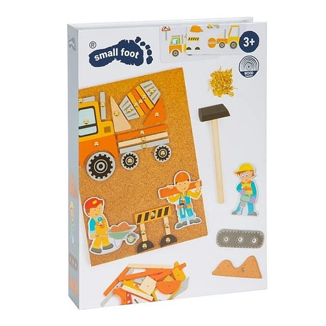 Small Foot Building Site mosaic with hammer wooden