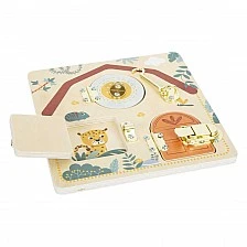 Small Foot Safari activity board with doors and locks, 22 x 1 x 22 cm