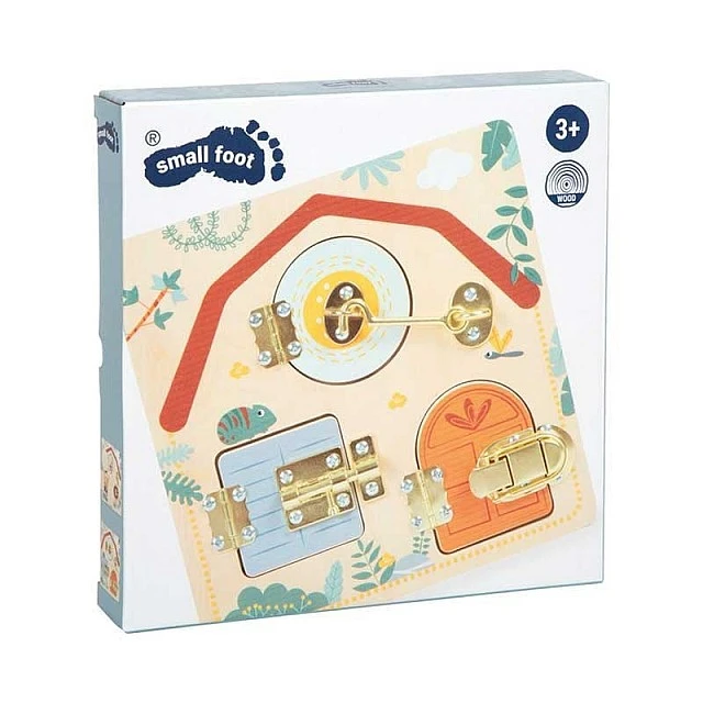 Small Foot Safari activity board with doors and locks, 22 x 1 x 22 cm