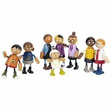 Small Foot wooden family dolls with baby, 8 pieces