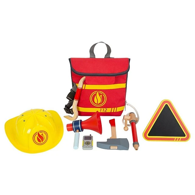 Small Foot Fireman’s set, children’s, in a backpack, wooden