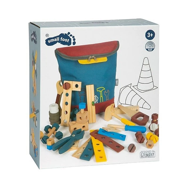 Small Foot Tool Set, in a Backpack, Wooden, for Children