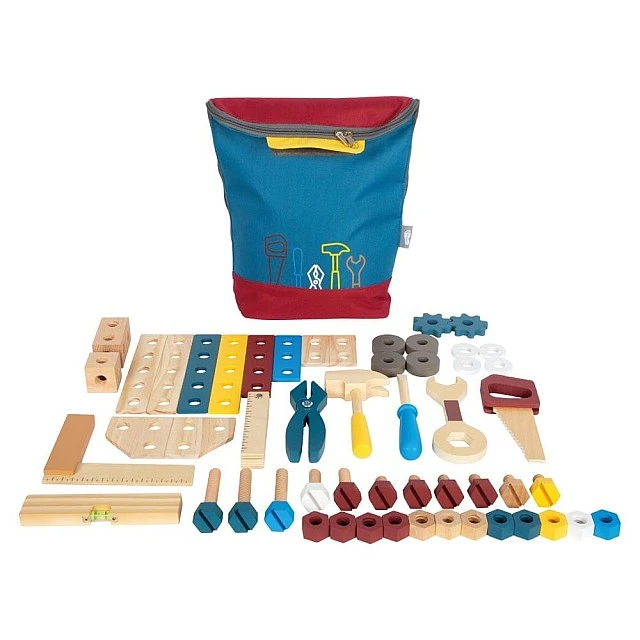 Small Foot Tool Set, in a Backpack, Wooden, for Children