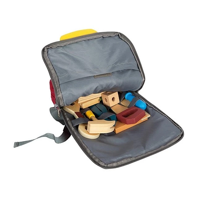 Small Foot Tool Set, in a Backpack, Wooden, for Children