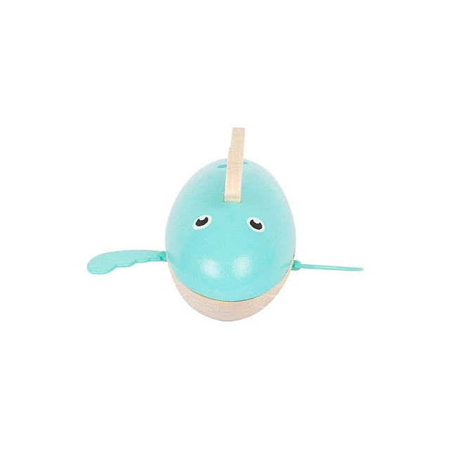 Small Foot Whale toy, wind up, for water, wooden