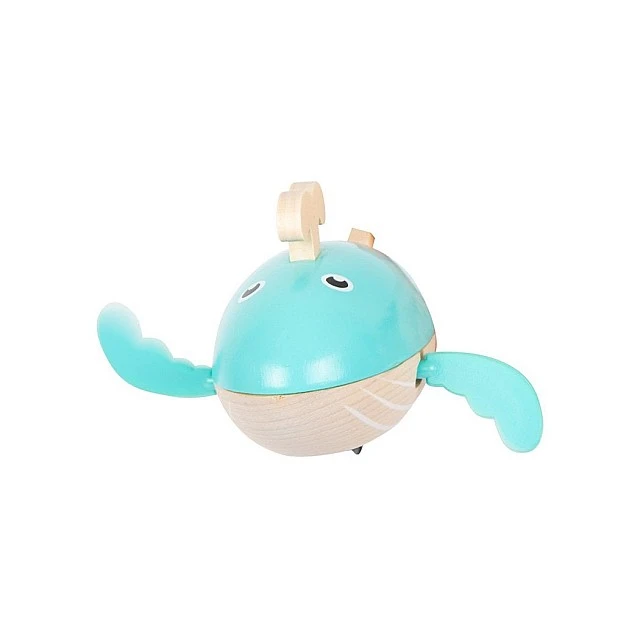 Small Foot Whale toy, wind up, for water, wooden
