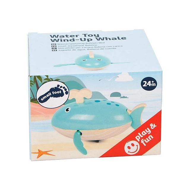 Small Foot Whale toy, wind up, for water, wooden