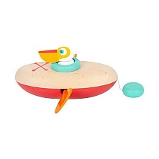 Small Foot Pelican toy, for winding, for water, wooden